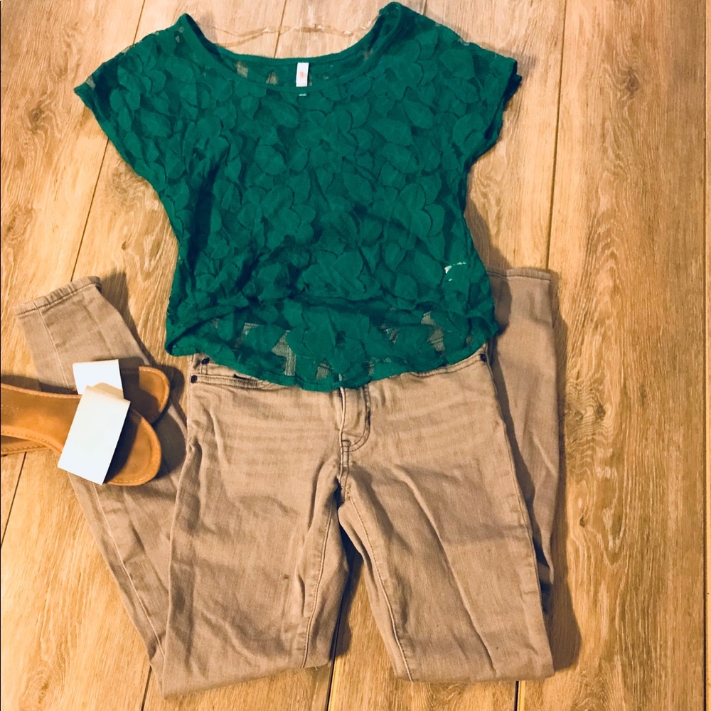 Teal floral crop top